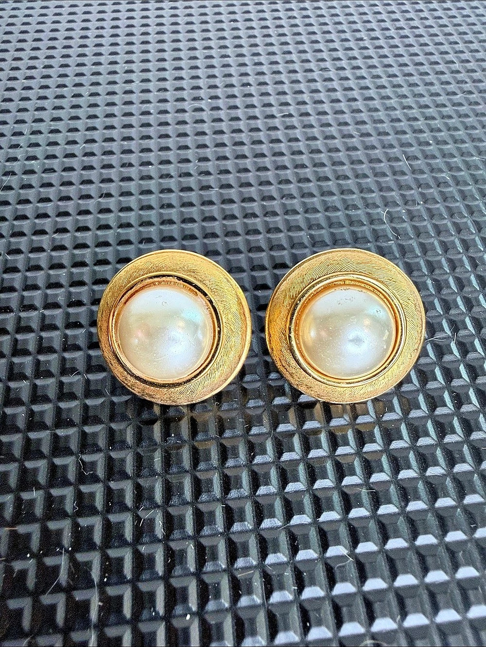 Napier Gold & White Round Faux Pearl Earrings